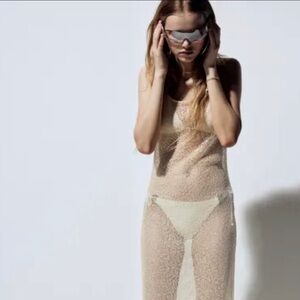 NWT H&M Sequined Fishnet Maxi Dress Swim Cover-up Shimmer Resort Vacation